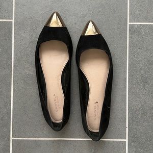 Carvela Kurt Geiger Flats - Black with Gold Metal Point, Size 10